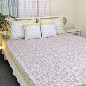 Luxury Hand Block Printed King Size Cotton Bedsheet Set – 100% Twill Cotton, Customizable