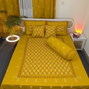 Luxury Hand Block Printed King Size Cotton Bedsheet Set – 100% Twill Cotton, Customizable