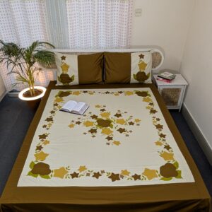 Appliqué Handmade King Size Cotton Bedsheet – Premium Artisan Craft