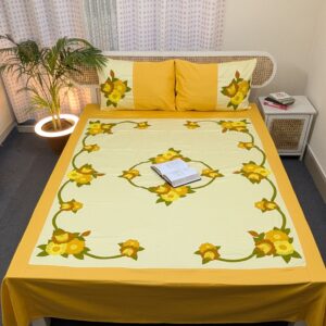 Appliqué Handmade King Size Cotton Bedsheet – Premium Artisan Craft