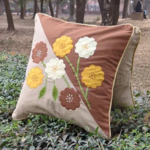 Hand Appliqué Cushion Cover 16x16 – Premium Cotton, Color Guaranteed