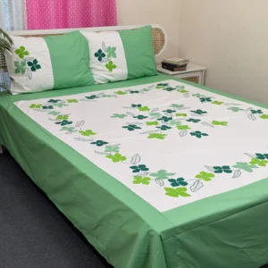 Applique King Size Bedsheet – Handcrafted Pure Cotton with Pillow Covers