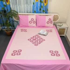Luxury Applique King Size Bedsheet – Handcrafted Pure Cotton with Pillow Covers