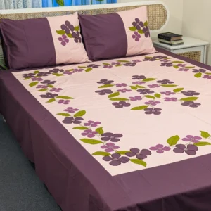 Applique King Size Bedsheet – Handcrafted Pure Cotton with Pillow Covers