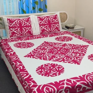 Applique King Size Bedsheet – Handcrafted Pure Cotton with Pillow Covers