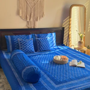 Luxury Hand Block Printed King Size Cotton Bedsheet Set – 100% Twill Cotton, Customizable