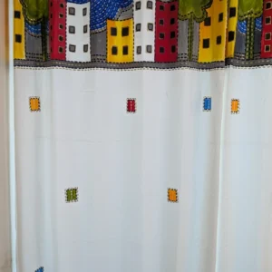 Traditional Folk Art Cotton Curtain with PVC Eyelet – 6 Pleats (84" × 62")
