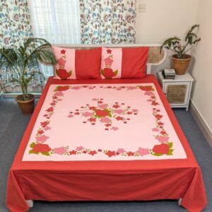 Appliqué Handmade King Size Cotton Bedsheet – Premium Artisan Craft