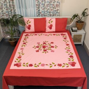 Applique King Size Cotton Handmade Bedsheet – Premium Artisan Craft