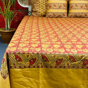 Luxury Hand Block Printed King Size Cotton Bedsheet Set – 100% Twill Cotton, Customizable