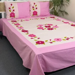 Appliqué Handmade King Size Cotton Bedsheet – Premium Artisan Craft
