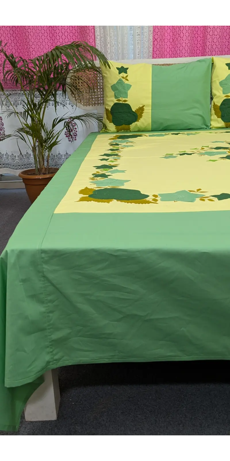 Hand Made cotton applique bedsheet (2)