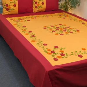 Appliqué Handmade King Size Cotton Bedsheet – Premium Artisan Craft