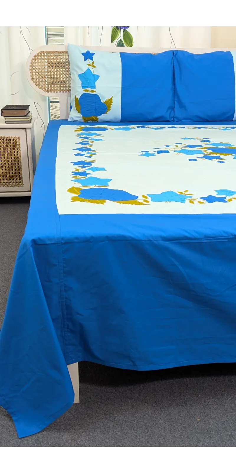 Hand Made cotton applique bedsheet (8)