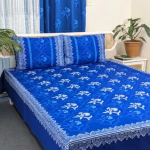 Luxury Hand Block Printed King Size Cotton Bedsheet Set – 100% Twill Cotton, Customizable