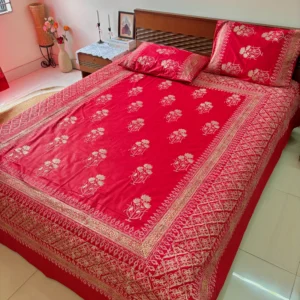 Luxury Hand Block Printed King Size Cotton Bedsheet Set – 100% Twill Cotton, Customizable