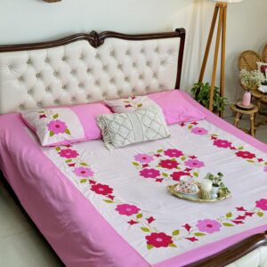 Appliqué Handmade King Size Cotton Bedsheet – Premium Artisan Craft
