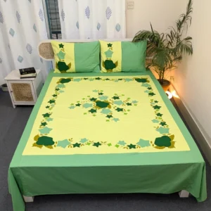 Appliqué Handmade King Size Cotton Bedsheet – Premium Artisan Craft