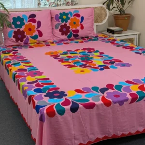 Handmade Applique King Size Cotton Bedsheet – Premium Artisan Craft (Copy)