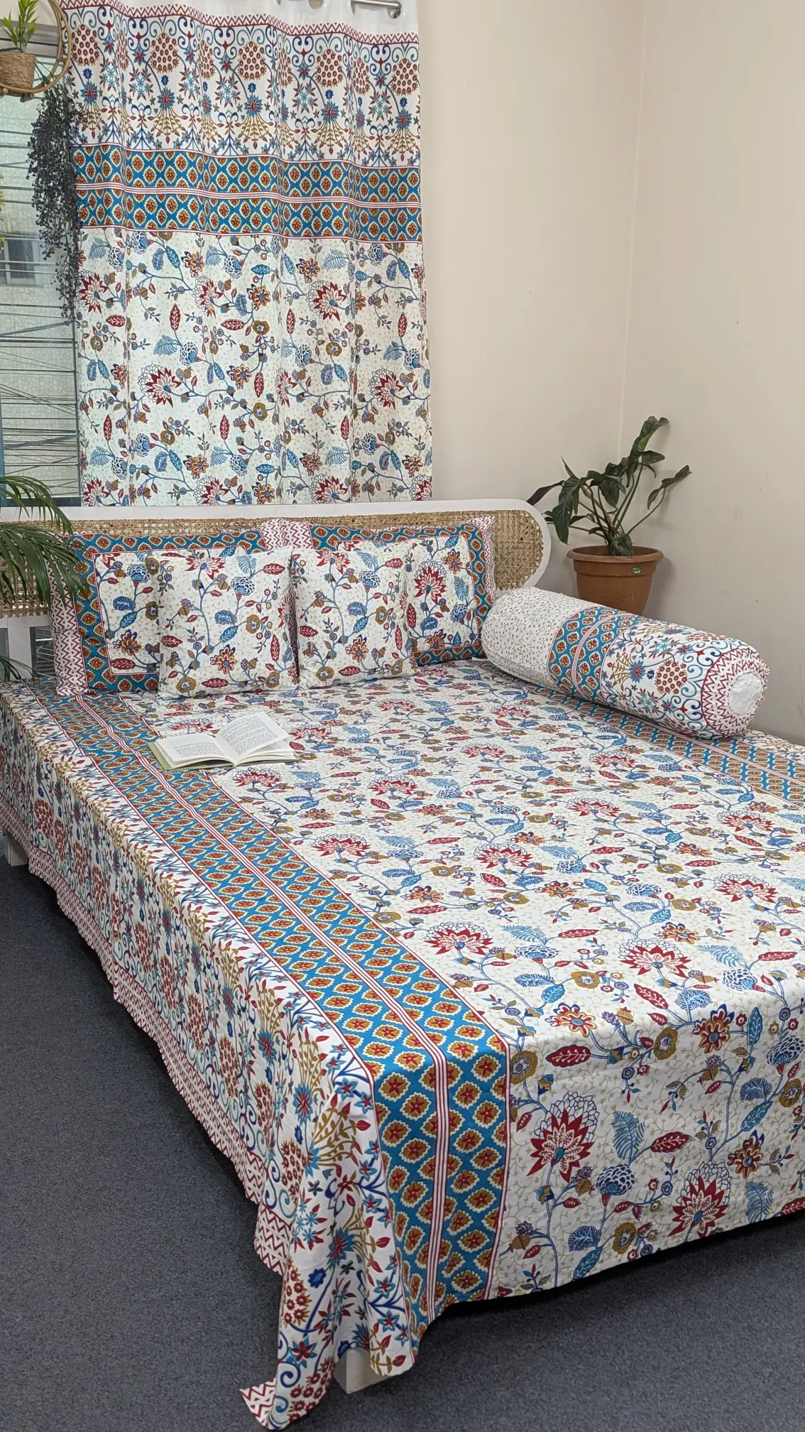 SP0002 Screen print bedsheet with pillow cover and side pillow cover and cushion cover (4)