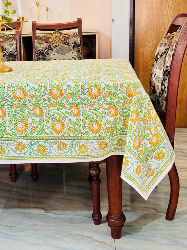 Premium Cotton 6 Seater Hand block Table Cloth - Daybreakbd