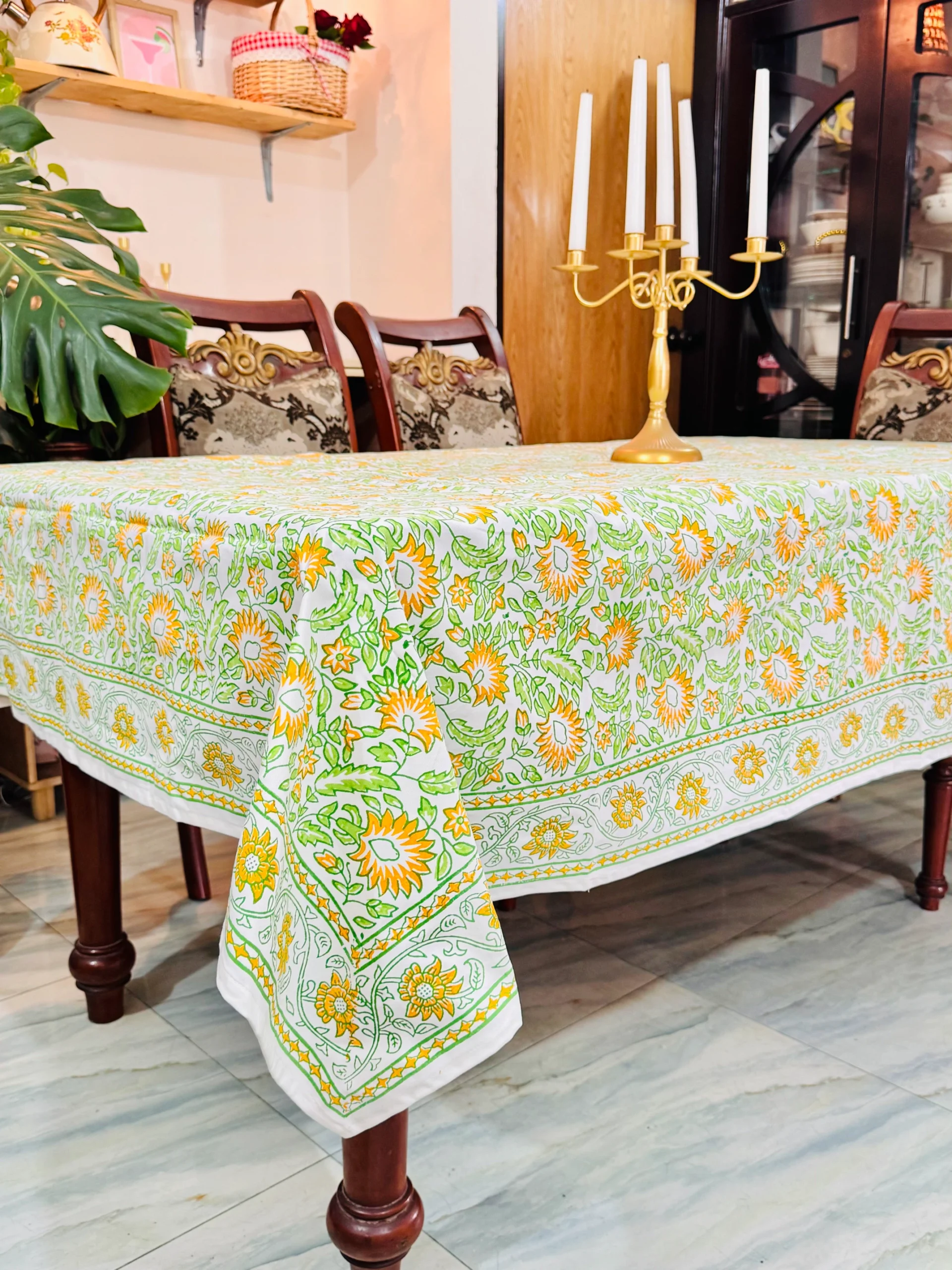 hand block traditional floral table cover tablecloth for eid 5