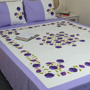 Applique Handmade Twill Cotton Bedsheet – Premium Artisan Craft