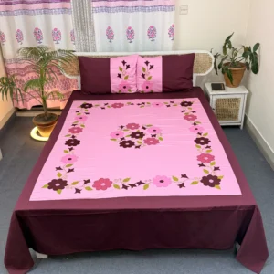 Handmade 100% Twill Cotton Applique Bedsheet – Premium Artisan Craft