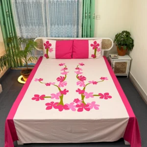 Twill Cotton Applique Handmade Bedsheet – Premium Artisan Craft