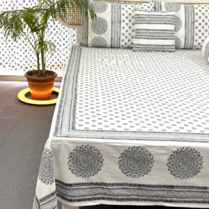 Luxury Hand Block Printed King Size Cotton Bedsheet Set – 100% Twill Cotton, Customizable