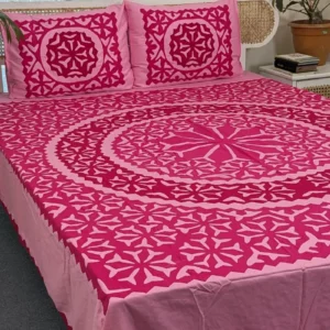 Hand Stitch Applique Twill Cotton Bedsheet – Premium Artisan Craft