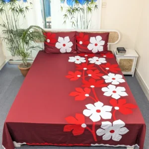 Hand Stitch Applique Twill Cotton Bedsheet – Premium Artisan Craft