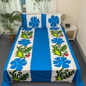Hand Stitch Applique Twill Cotton Bedsheet – Premium Artisan Craft