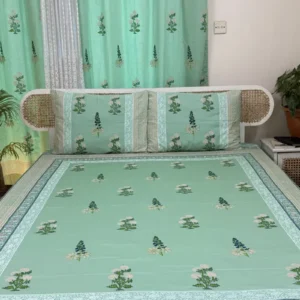Luxury Hand Block Printed King Size Cotton Bedsheet Set – 100% Twill Cotton, Customizable