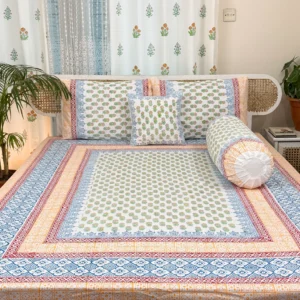 Luxury Hand Block Printed King Size Cotton Bedsheet Set – 100% Twill Cotton, Customizable