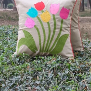 Hand Appliqué Cushion Cover 16x16 – Premium Cotton, Color Guaranteed
