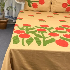 Hand Stitch Applique Twill Cotton Bedsheet – Premium Artisan Craft