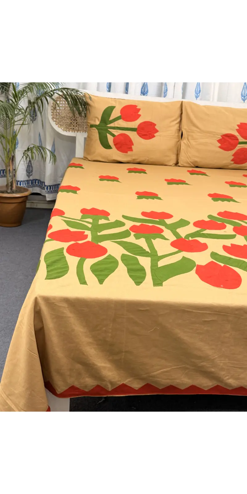 Hand Stitch Arong Inspired Applique Bedsheet (1)