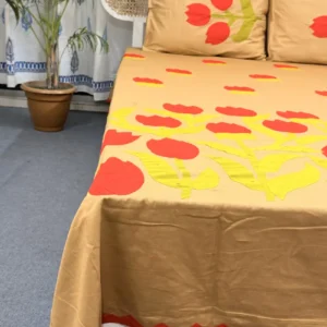 Hand Stitch Applique Twill Cotton Bedsheet – Premium Artisan Craft