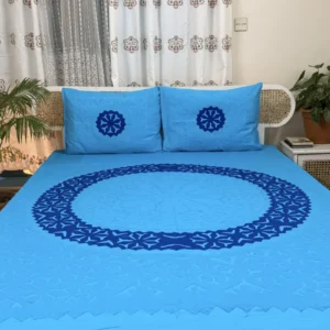 Hand Stitch Applique Twill Cotton Bedsheet – Premium Artisan Craft