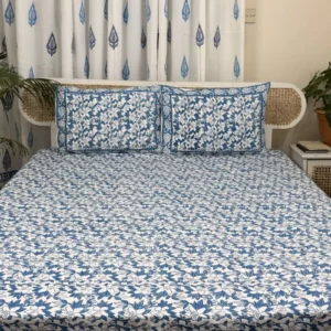 Luxury Hand Block Printed King Size Cotton Bedsheet Set – 100% Twill Cotton, Customizable