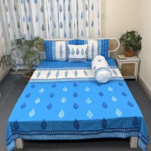 Luxury Hand Block Printed King Size Cotton Bedsheet Set – 100% Twill Cotton, Customizable