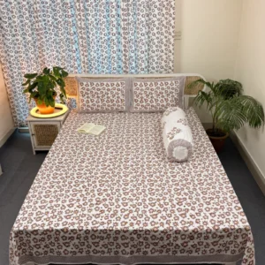 Floral Print Luxury Hand Block King Size Bed sheet | HB0119