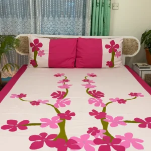 Twill Cotton Applique Handmade Bedsheet – Premium Artisan Craft