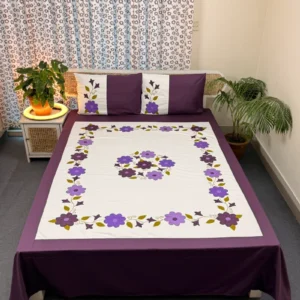 Twill Cotton Handmade Applique Bedsheet | Premium Artisan Craft | APL0094