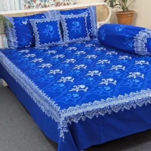 Luxury Hand Block Printed King Size Cotton Bedsheet Set – 100% Twill Cotton, Customizable - কোলবালিশের কভার
