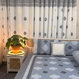 Soft Twill Cotton Premium Hand Block King Size Bedsheet | HB0112