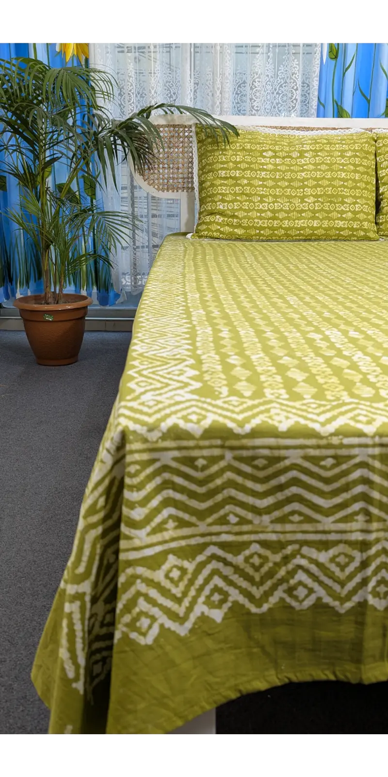 ND001 Natural Vegetable batick Bedsheet with pillow cover