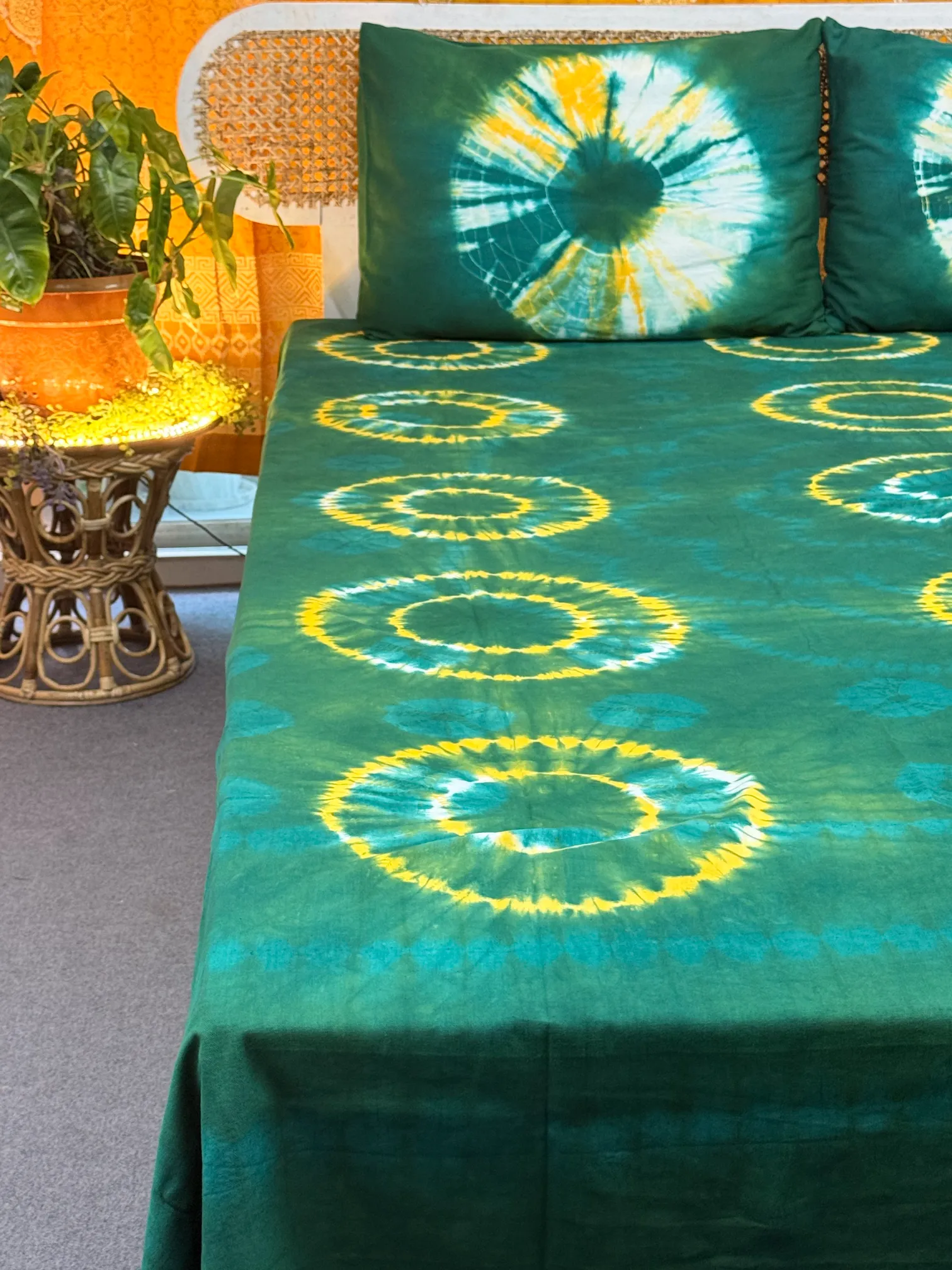 TDB0026 premium tie dye batik bedsheet with two pillow cover (1)