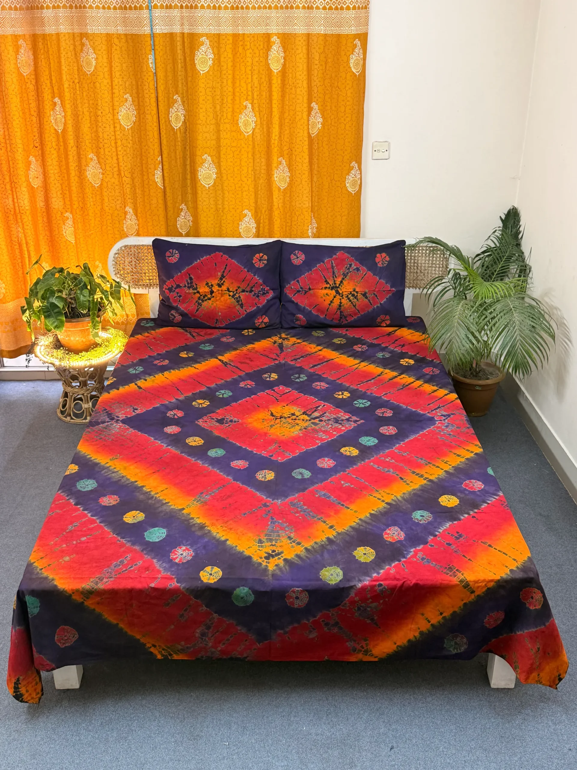 TDB0027 premium tie dye batik bedsheet with two pillow cover (4)